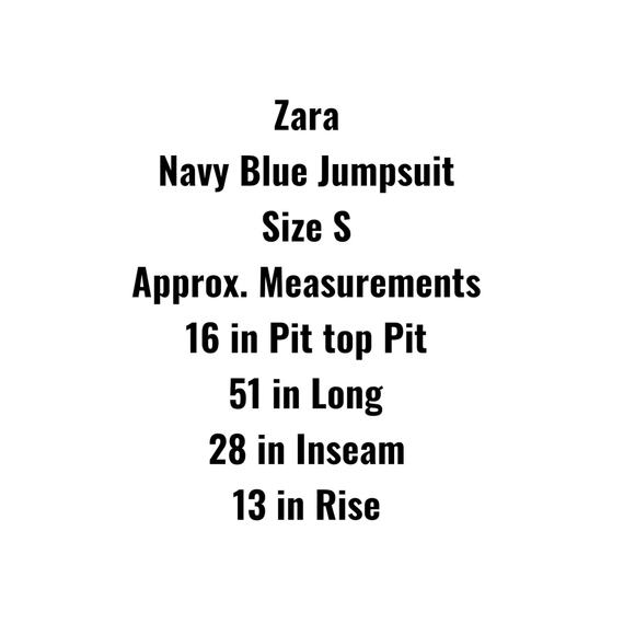 ZARA Jumpsuit SZ S Navy Blue Sleeveless Frilled Leg Sash Waist Ankle Length - Picture 7 of 14